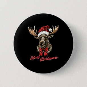 Kerstmis Kerstmuts Kerstvakantie Eland Ronde Button 5,7 Cm