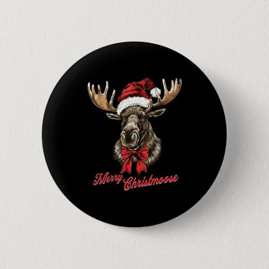 Kerstmis Kerstmuts Kerstvakantie Eland Ronde Button 5,7 Cm (Voorkant)
