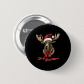 Kerstmis Kerstmuts Kerstvakantie Eland Ronde Button 5,7 Cm (Voorkant /achterkant)