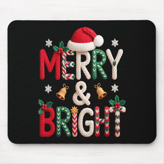 Kerstmis Kerstmuts Santa Muts Haken Breien Muismat (Voorkant)