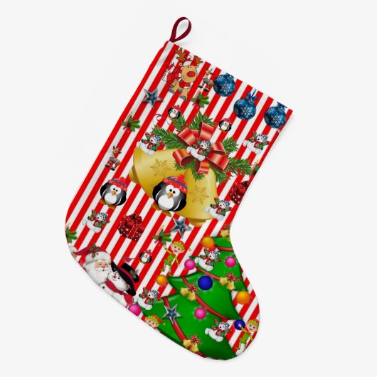 Kerstmis, kerstpinguïn grote kerstsok (Voorkant (Hangend))