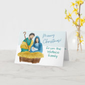 Kerstmis kerststal aquarel aanpasbaar kaart (Gele Bloem)