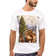 Kerstmis Kerststal Boom T-Shirt