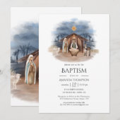 Kerstmis kerststal doop uitnodiging (Voorkant / Achterkant)