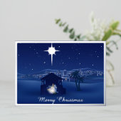 Kerstmis Kerststal Folie Feestdagenkaart (Staand Voorkant)