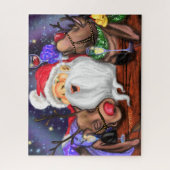 Kerstmis: kersttaskerst en rendieren - flauw legpuzzel (Verticaal)