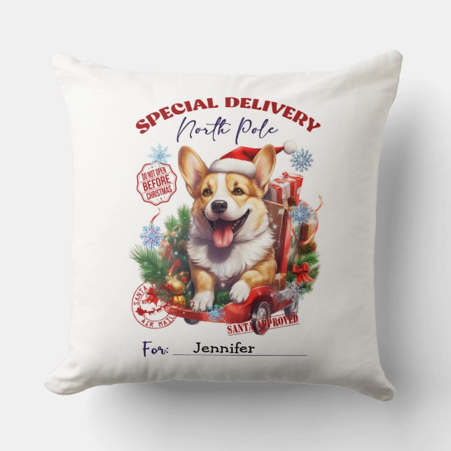 Kerstmis Kerstwonder Corgi Kerst Kussen (Voorkant)