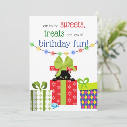 Kerstmis, keuken en cadeautjes op de winterdag in kaart (Staand voorkant)