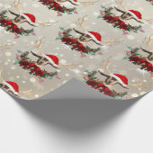 Kerstmis Kind Goat Poinsettia Wreath Cadeaupapier (Hoek)