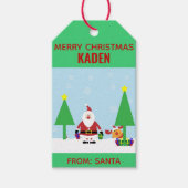 Kerstmis Kinder Cartoon Santa Cadeaulabel (Voorkant)