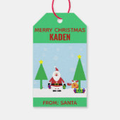 Kerstmis Kinder Cartoon Santa Cadeaulabel (Achterkant)