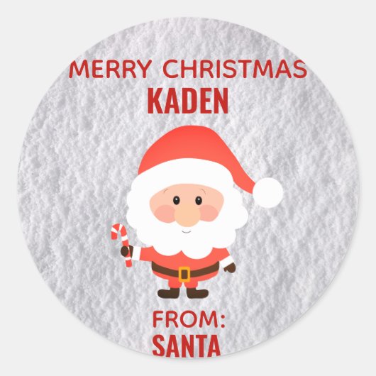 Kerstmis Kinder Cartoon Santa Ronde Sticker (Voorkant)