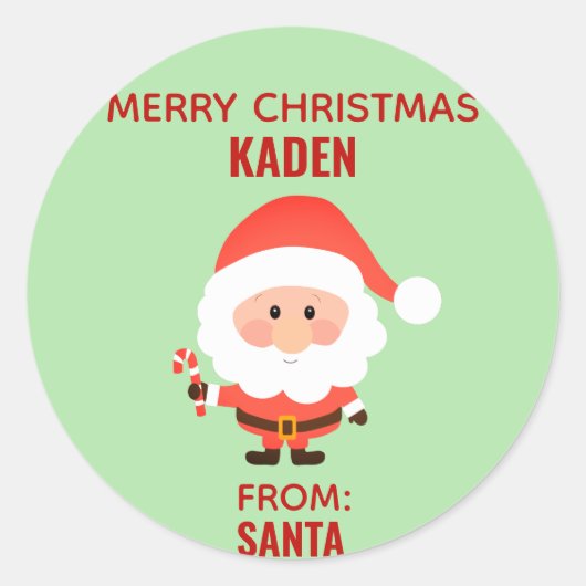 Kerstmis Kinder Cartoon Santa Ronde Sticker (Voorkant)