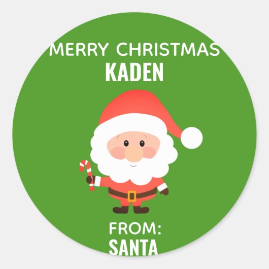 Kerstmis Kinder Cartoon Santa Ronde Sticker (Voorkant)