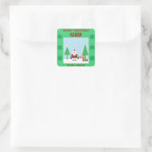 Kerstmis Kinder Cartoon Santa Vierkante Sticker (Tas)