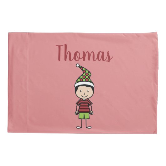 Kerstmis Kinder Eigen naam Pillow Hoesje Kussensloop (Achterkant)