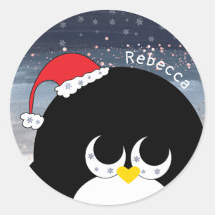 Kerstmis - Kinder kerstcadeautjes voor Santa Pengu Ronde Sticker