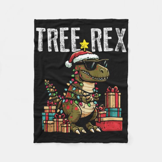 Kerstmis Kinderen Dinosaurus Boom Rex Xmas Trex Pe Fleece Deken (Voorkant)