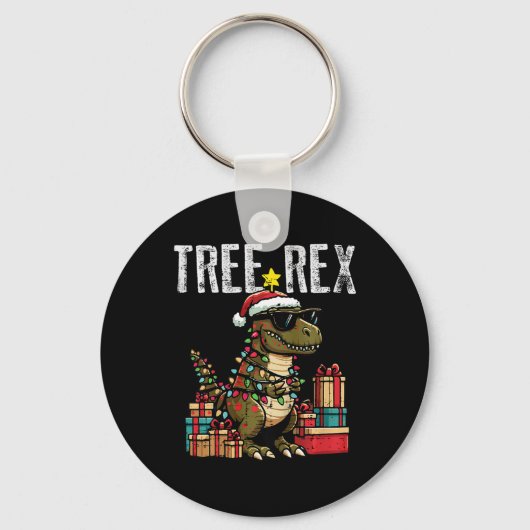Kerstmis Kinderen Dinosaurus Boom Rex Xmas Trex Pe Sleutelhanger (Voorkant)