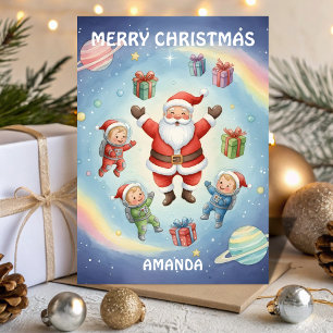 Kerstmis Kinderen Santa Ruimte Avontuur Feestdagen Kaart