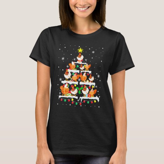 Kerstmis - Kippen Boom T-shirt (Voorkant)