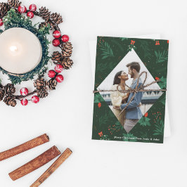 Kerstmis Kiss Mistletoe Romantic Foto Diamond Briefkaart