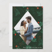 Kerstmis Kiss Mistletoe Romantic Foto Diamond Feestdagenkaart (Voorkant)