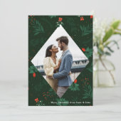 Kerstmis Kiss Mistletoe Romantic Foto Diamond Feestdagenkaart (Staand voorkant)