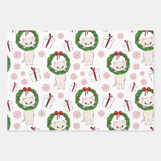 Kerstmis, Kitten en Cadeaus Inpakpapier Vel (Voorkant 2)
