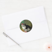 Kerstmis Kitten - Groeten van het seizoen Ronde Sticker (Envelop)
