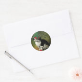 Kerstmis Kitten - Groeten van het seizoen Ronde Sticker (Envelop)