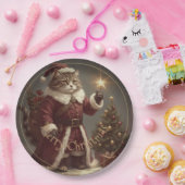 Kerstmis Kitty Cat Holiday Ontworpen Papieren Bordje (Feest)