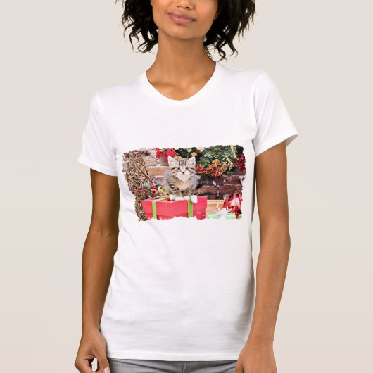 Kerstmis - Kitty Cat - Monki T-shirt (Voorkant)