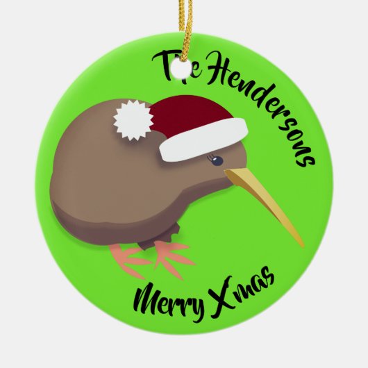 Kerstmis Kiwi Bird Keramisch Ornament (Voorkant)