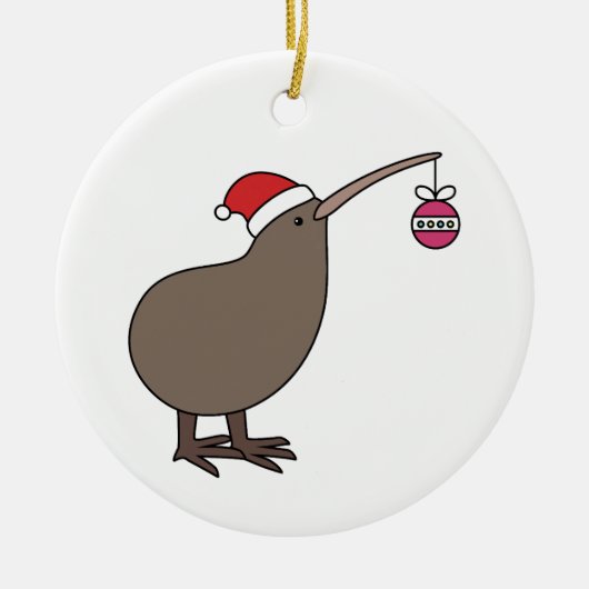 Kerstmis Kiwi Keramisch Ornament (Voorkant)