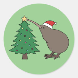 Kerstmis Kiwi Ronde Sticker