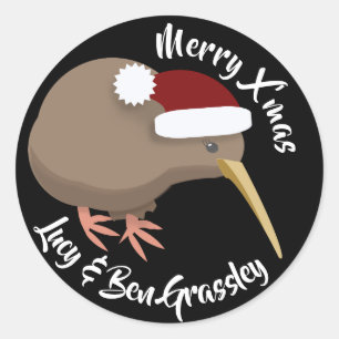 Kerstmis Kiwi Ronde Sticker