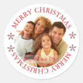 Kerstmis| Klassieke aangepaste foto ronde kerst st Sticker (Voorkant)