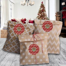 Kerstmis klassieke bomen aangepaste familie monogr ronde sticker