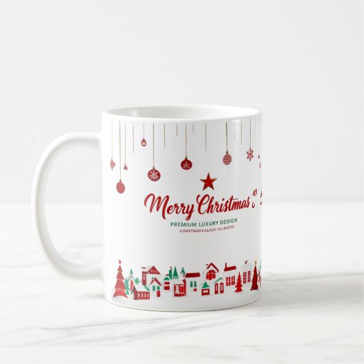 Kerstmis Klassieke Mok – Rode & Groene Dorp  (Links)