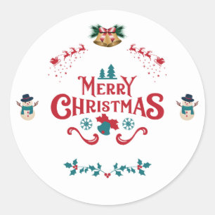 Kerstmis Klassieke Rendier Sneeuwman Sticker