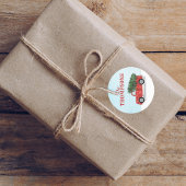 Kerstmis Klassieke Rustieke Rode Vrachtwagen Whims Ronde Sticker