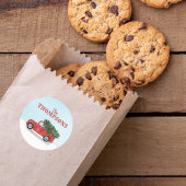 Kerstmis Klassieke Rustieke Rode Vrachtwagen Whims Ronde Sticker