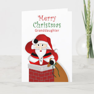Kerstmis, kleindochter, Fat Santa Down Chimney Kaart