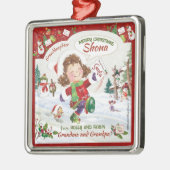 Kerstmis, kleindochter, kerstbrief, metalen ornament (Links)