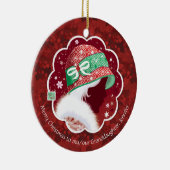 Kerstmis, kleindochter, meisje in rood pet keramisch ornament (Rechts)