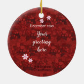 Kerstmis, kleindochter, meisje in rood pet keramisch ornament (Achterkant)