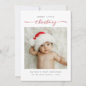 Kerstmis Kleine Kerstmis Baby's Eerste Kerstmis Ro Feestdagenkaart (Voorkant)