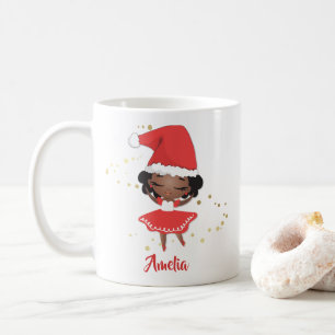 Kerstmis Kleine Meisje Ballerina, Santa Hoed Koffiemok