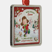 Kerstmis, kleine meisjes, kerstbrief, metalen ornament (Rechts)